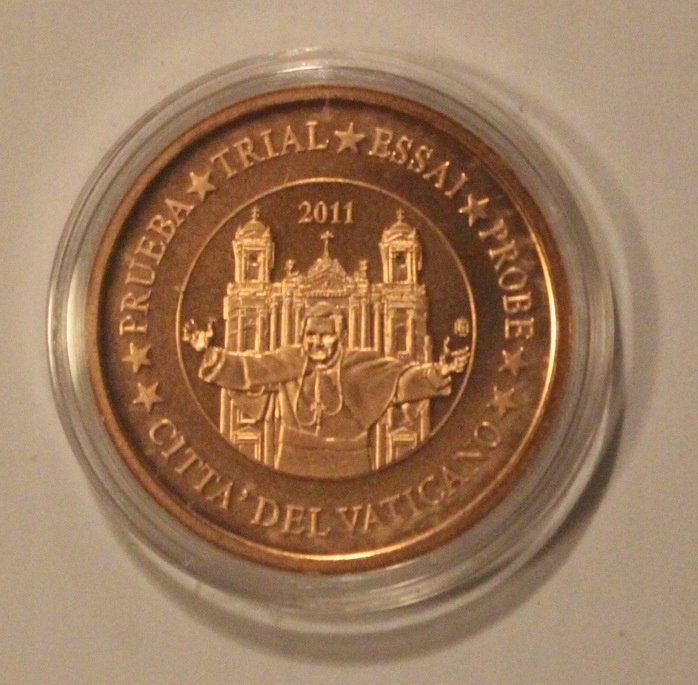 WATYKAN 2011 2 EURO CENT CENTY BENEDYKT XVI - SPECIMEN - PRÓBA, RZADKOŚĆ