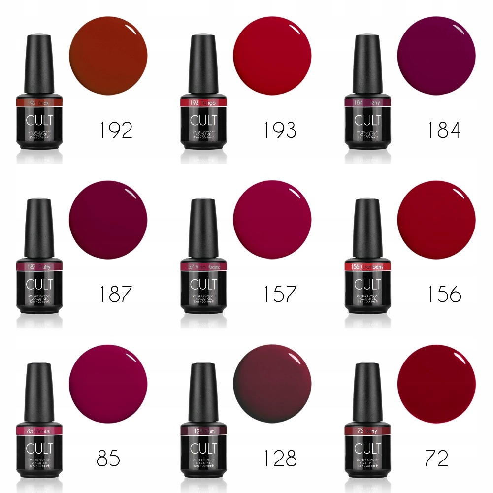 Lakiery Hybrydowe do Paznokci Zestaw Lakierów Hybrydowych Cult Red 15 ml