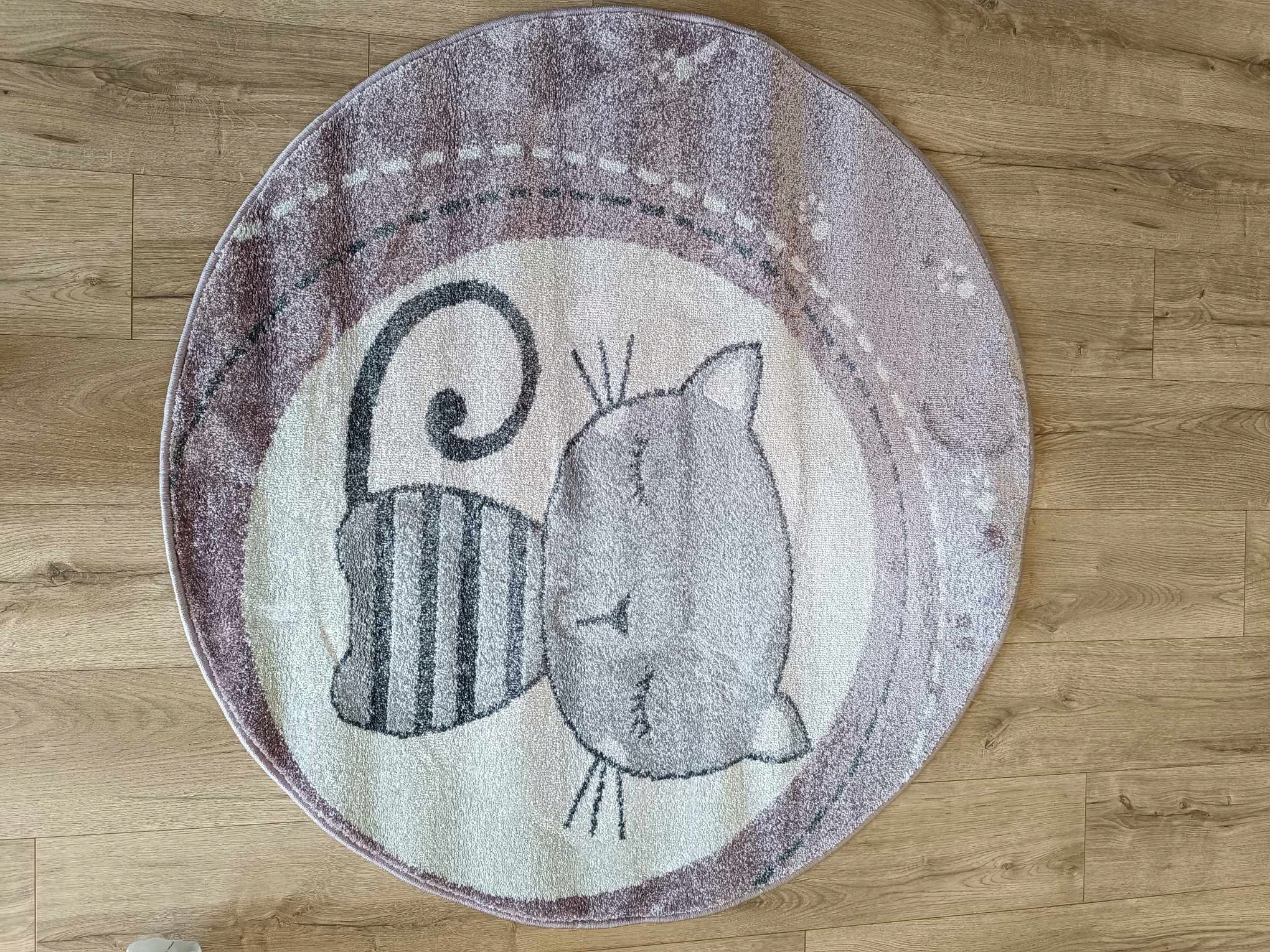 Diva růžová, dětská s kočičkami kulatý 120 cm