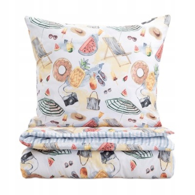 Pościel Playa dwustronna w wakacyjny wzór 160x200 2*70x80 cm Homla