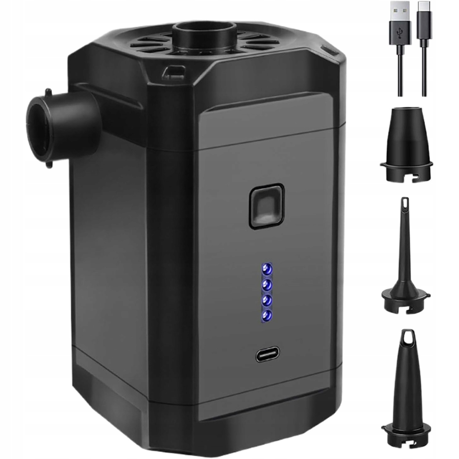 Pompka Elektryczna Akumulatorowa Do Materaca Koła Usb-c 3 Dysze 300 L/min