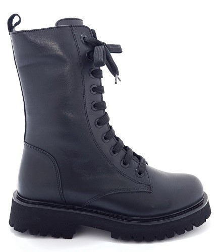 Kožené vysoké šněrovací boty Piazza 960226-01 Černá r41