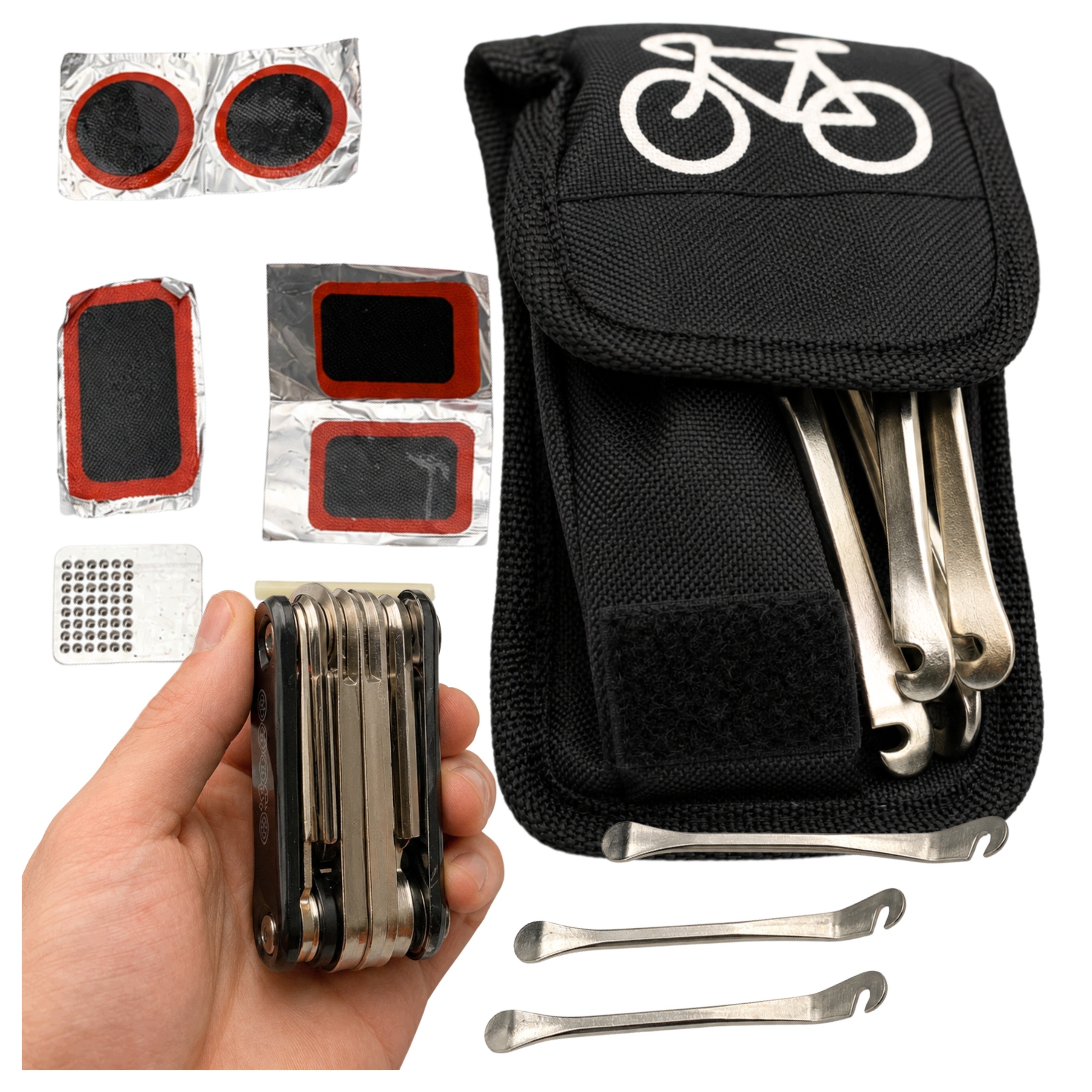 Zestaw Naprawczy Do Roweru Dętek Łatki Klucze Multitool Rowerowy Do Opon