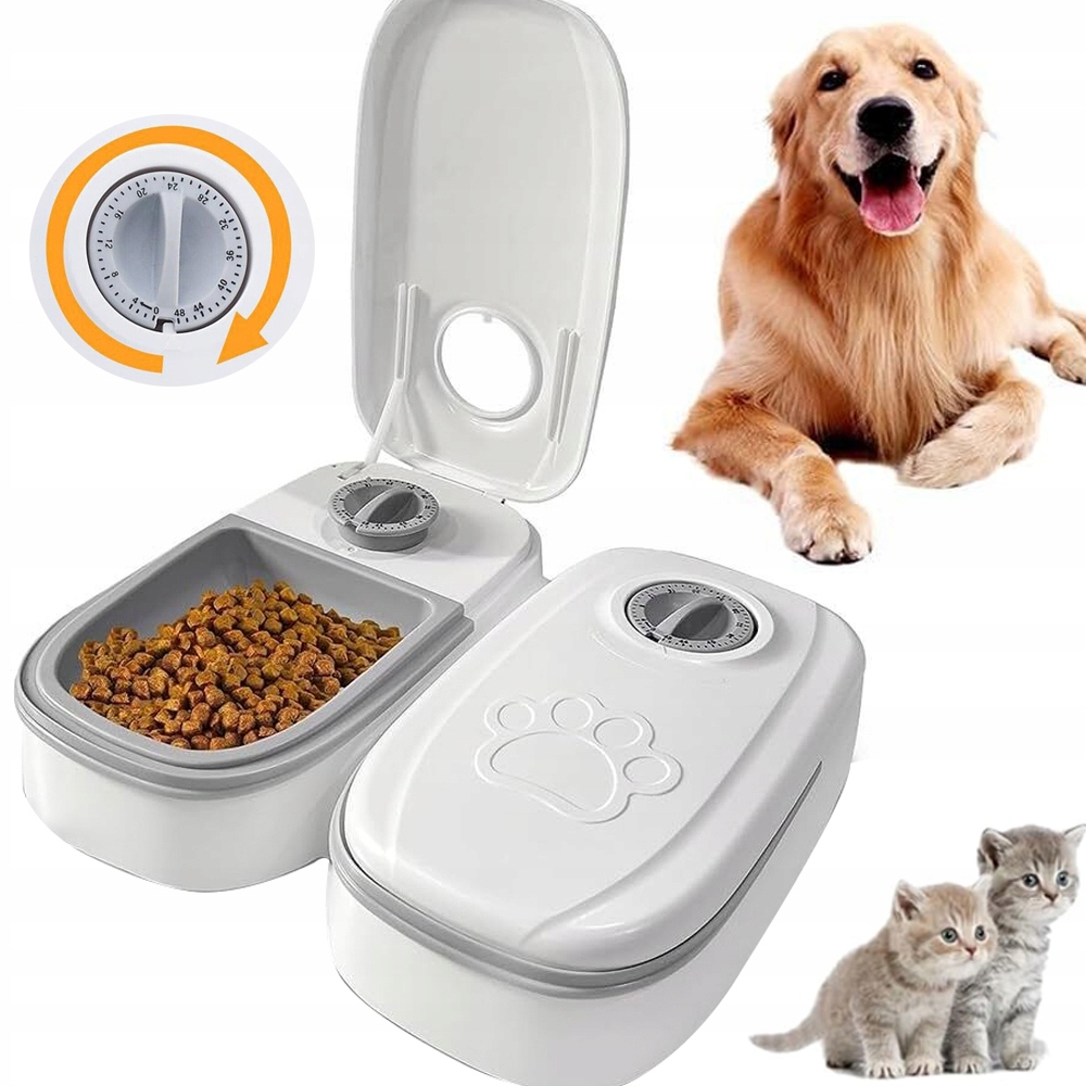 Levně Auto Krmítko Vyjímatelná Kočka A Pes 2 Nezávislé Komory Pro Zvířata S Časovačem