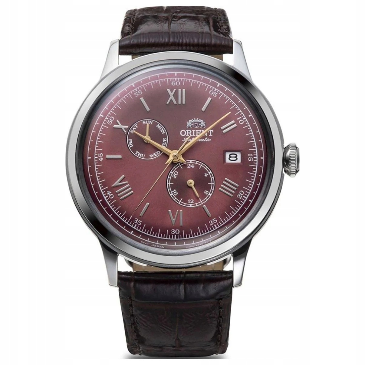 Pánské Hodinky Orient RA-AK0705R30B Bambino Automatic Hnědé S Datovým Páskem