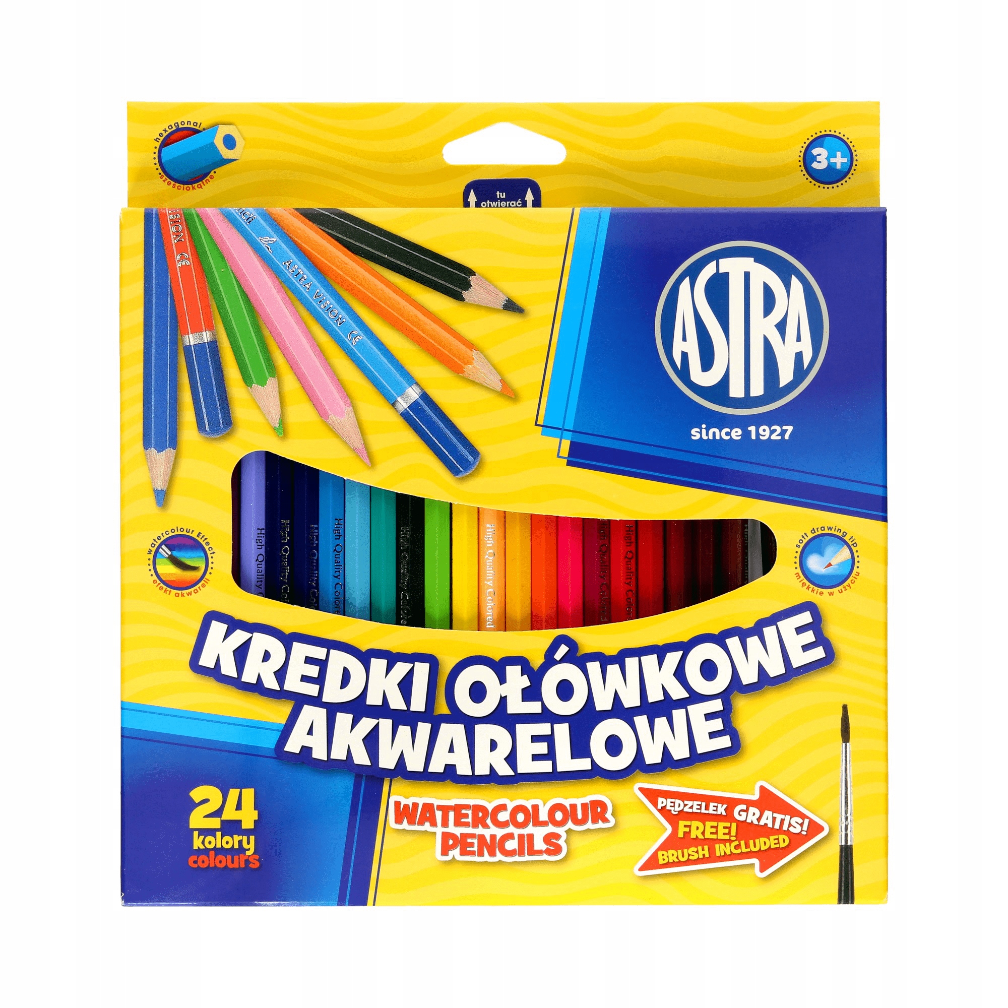 

Kredki ołówkowe akwarelowe 24kol Astra