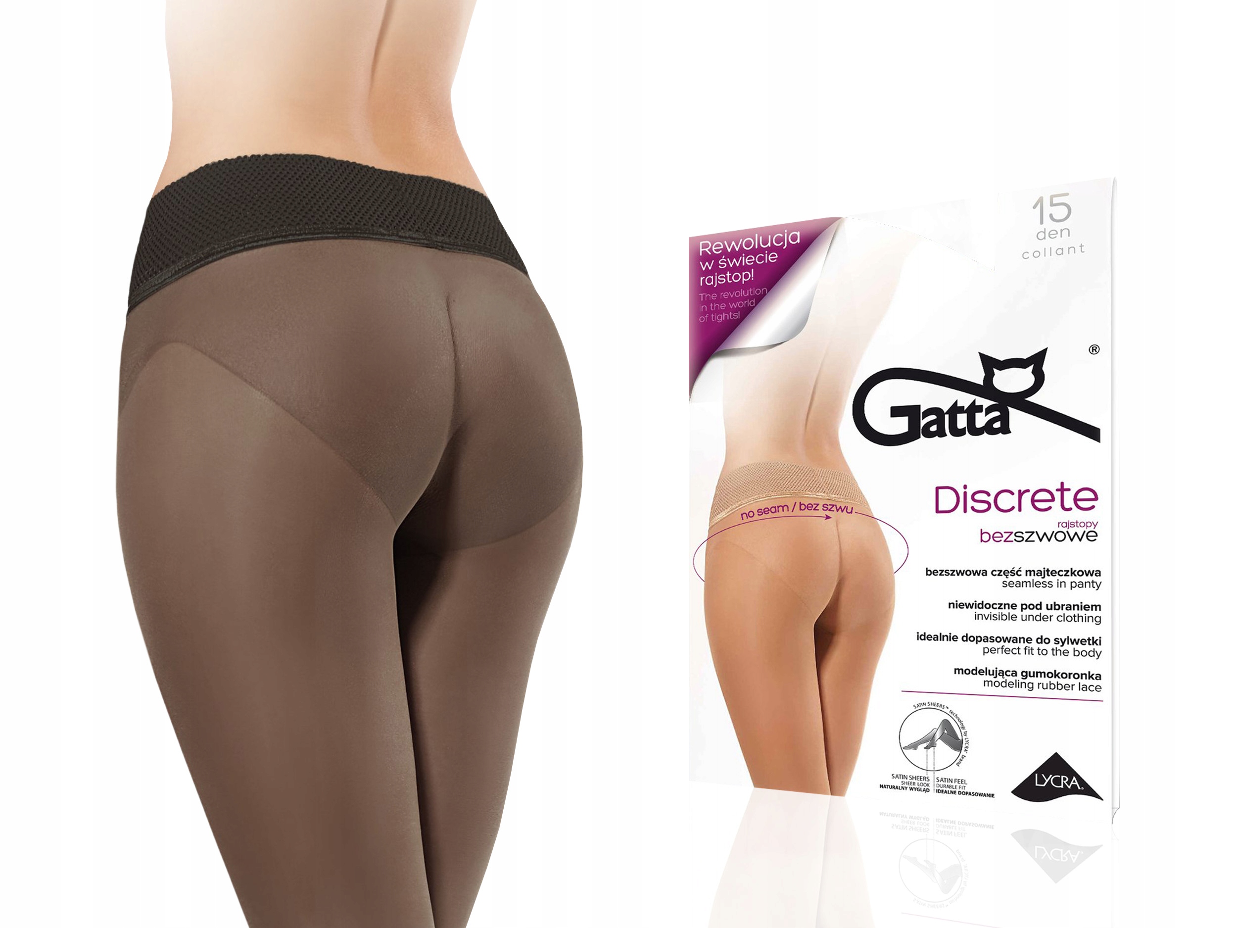 

Rajstopy bezszwowe Gatta Discrete, nero, 4-L