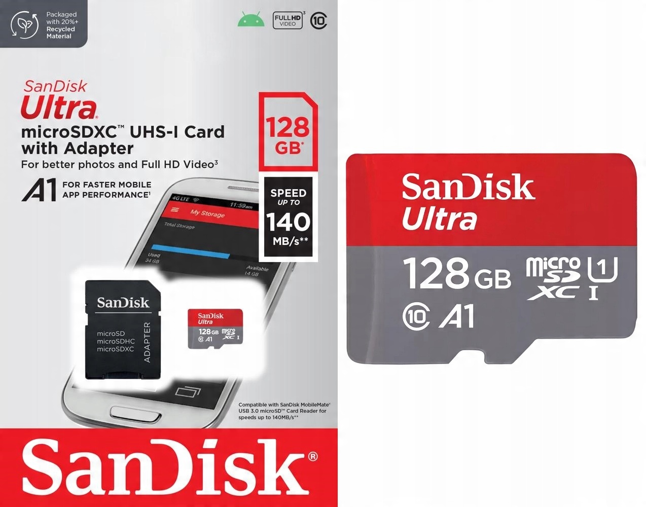 

Karta pamięci micro Sd Sandisk Ultra 128GB 140MB/s