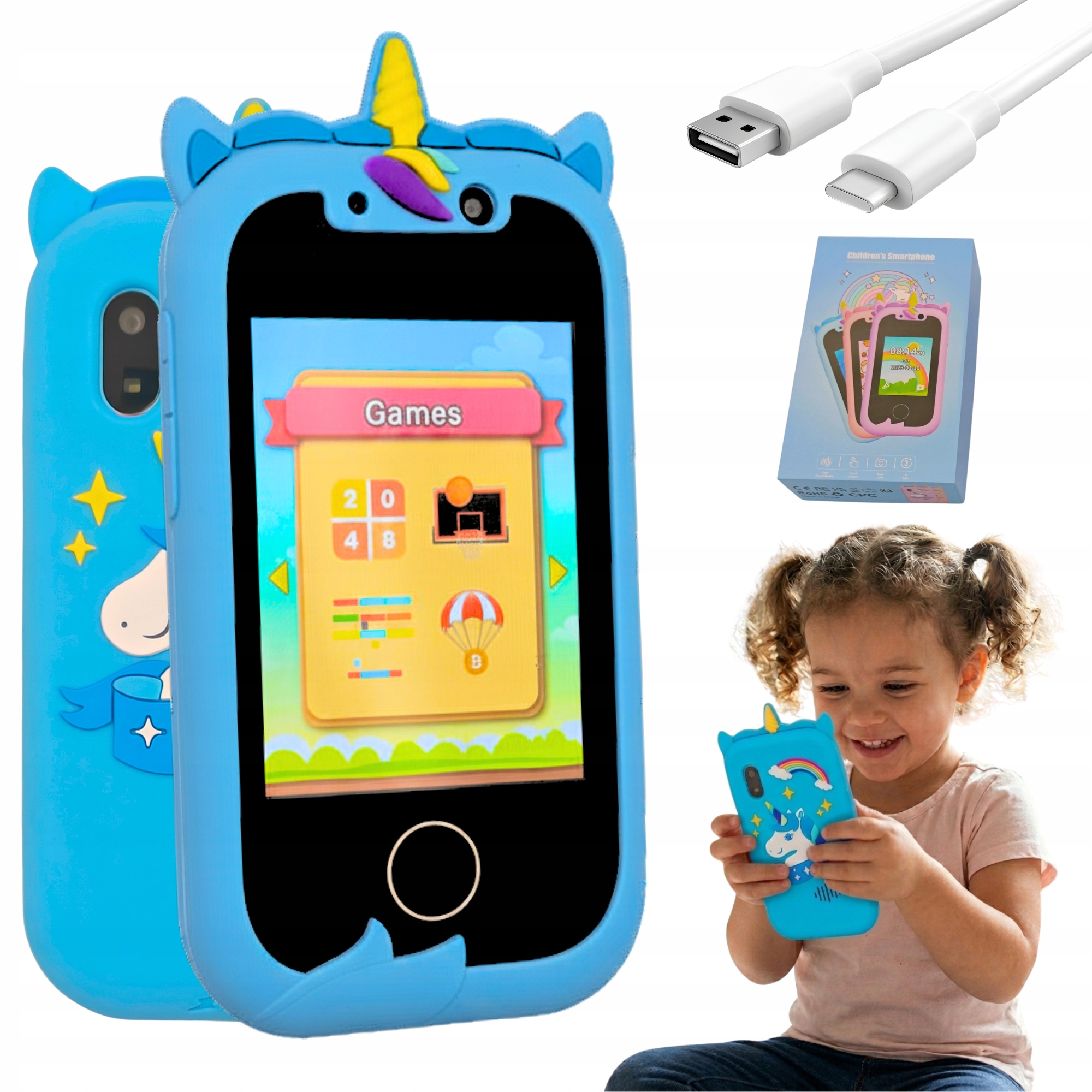 Telefon Zabawka dla Dzieci Smartfon Zabawkowy Aparat Kamera Gry Muzyka