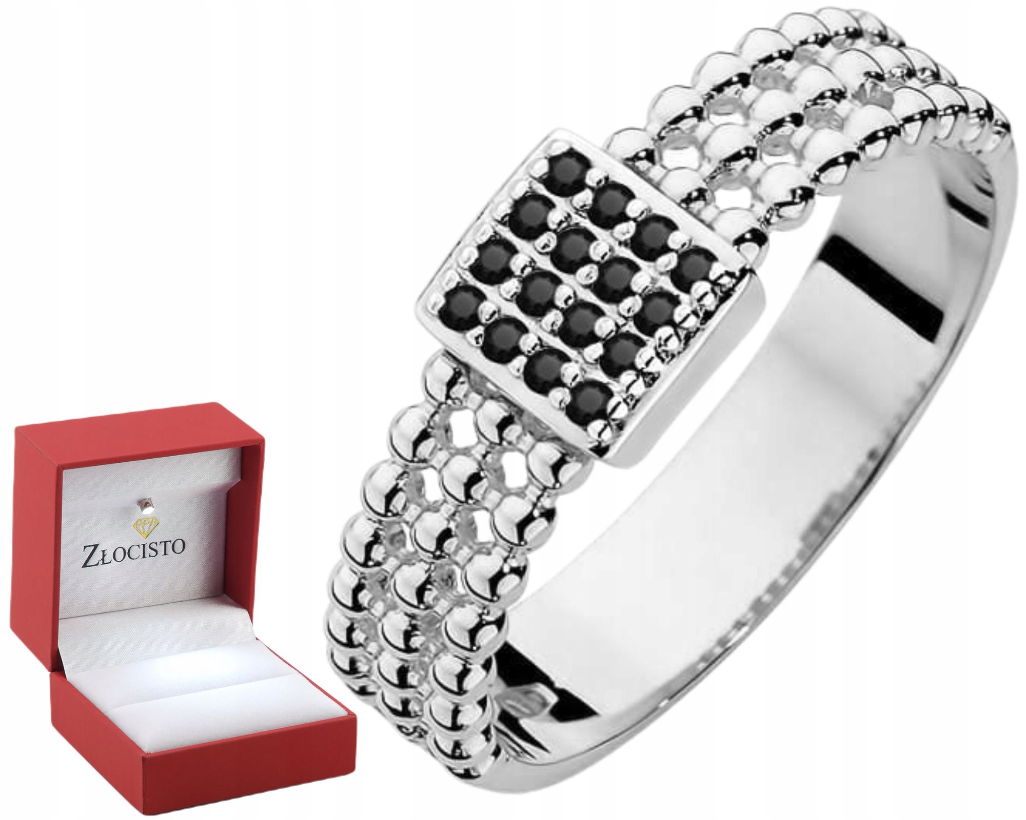 Prstýnek Z Bílého Zlata S Černými Brilianty, Zlato 585, Dárek Gravírování