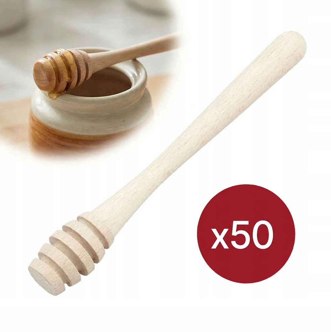 Dřevěná lžíce na med medník naběračka 18 cm 50 kusů