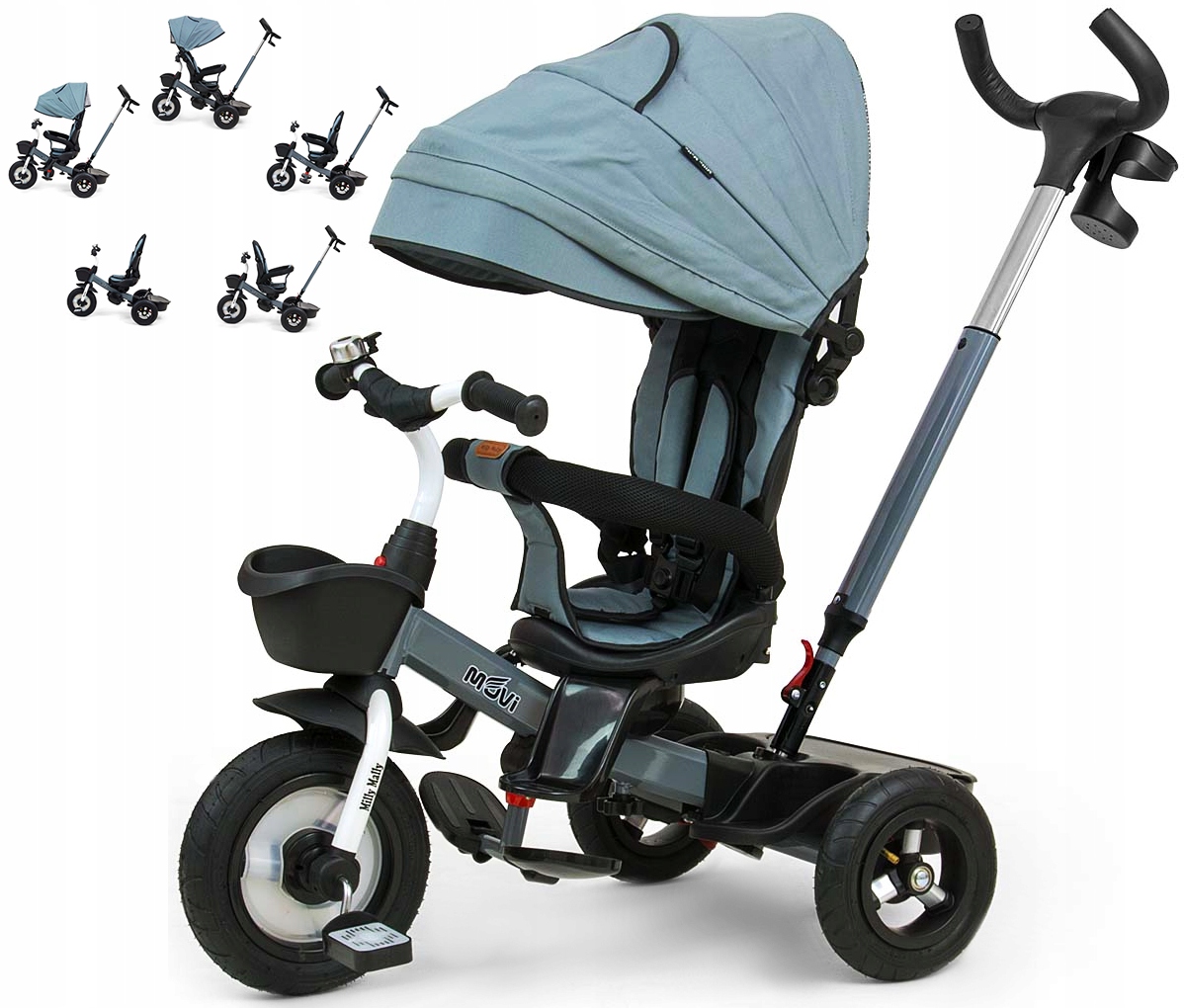 ROWEREK ROWER TRÓJKOŁOWY 5W1 OBRACANY MILLY MALLY MOVI GREY SZARY