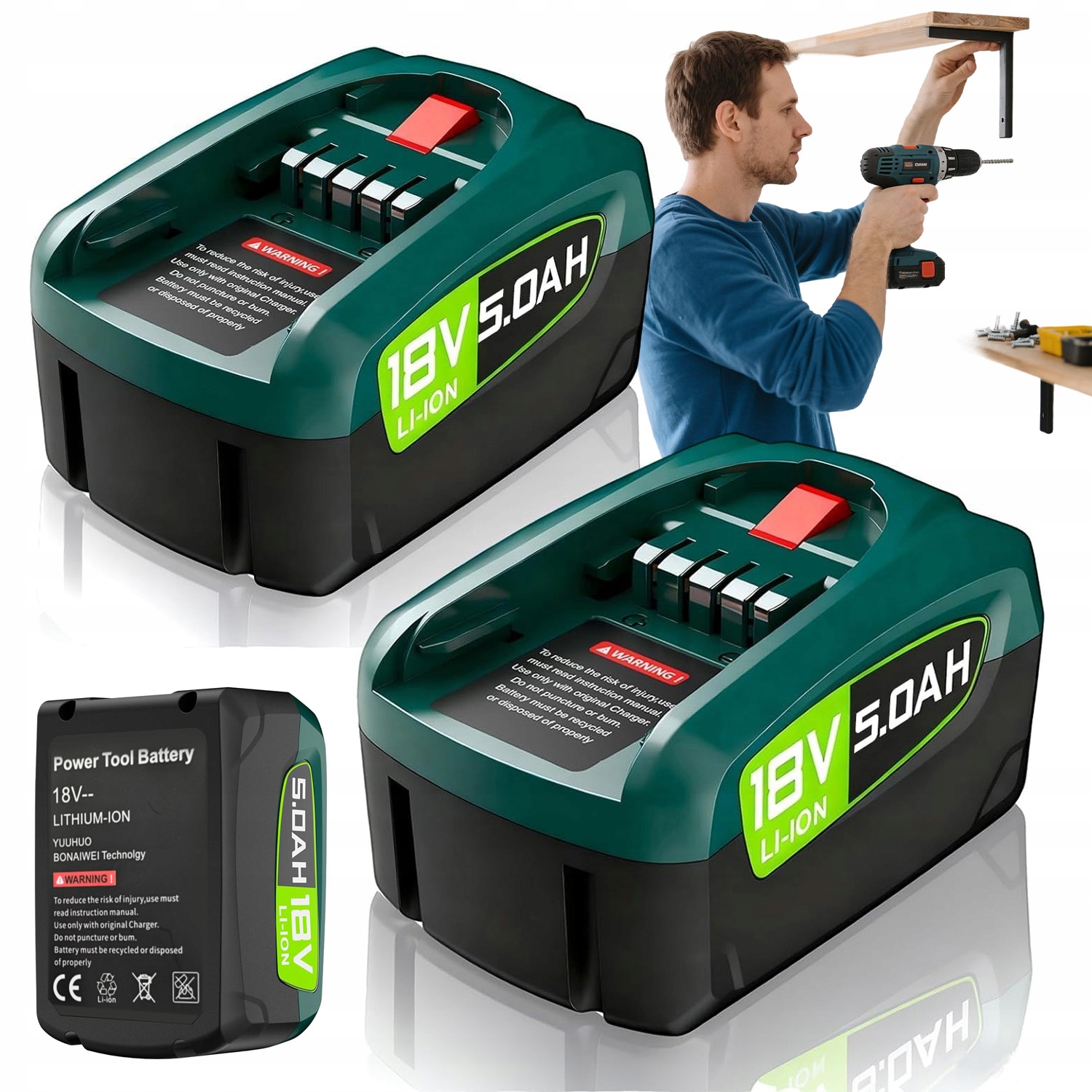 2x Akumulátor Baterie 5000MAH 18V Pro Bosch Gloria Gardena Pba Psb Psr