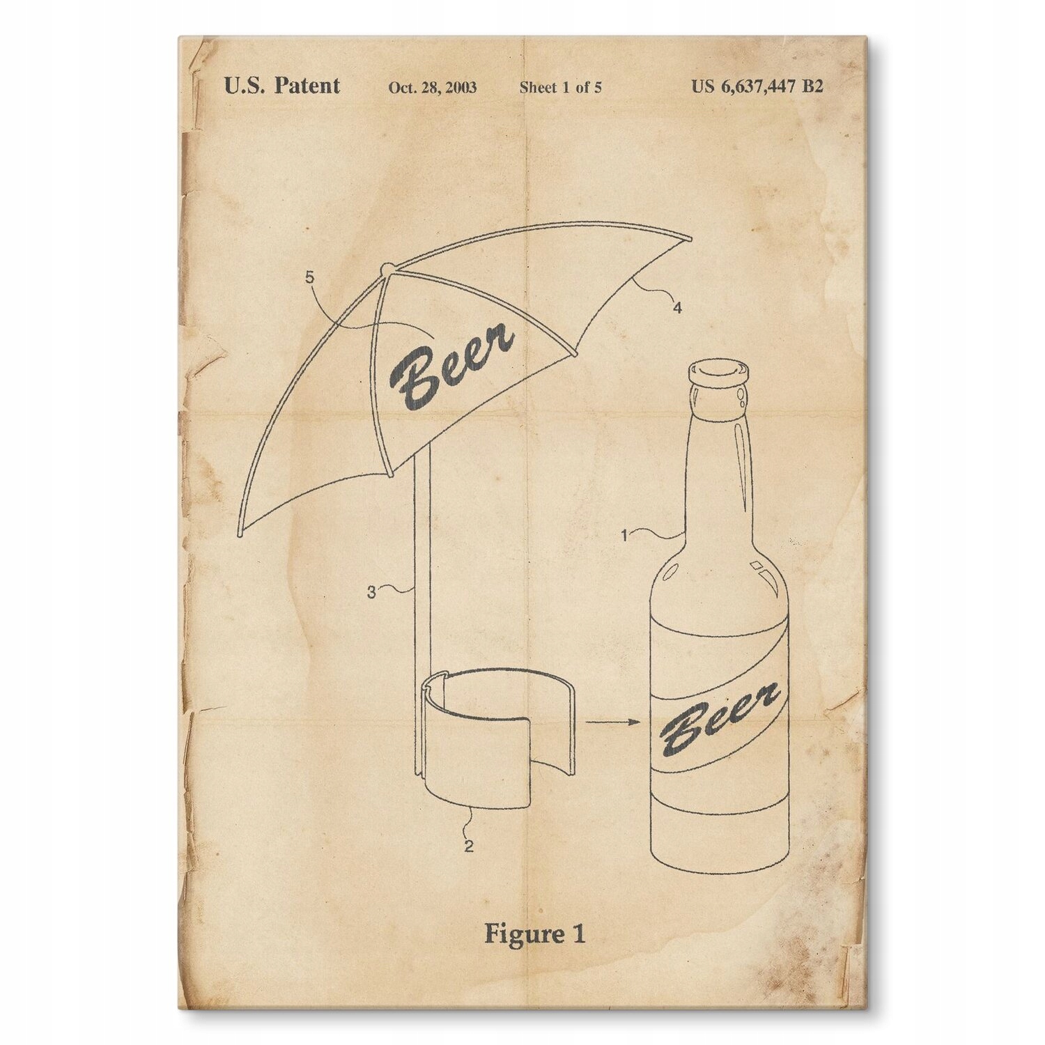 Kovový plakát Beer Umbrella Retro Šidítko Plech 42 x 59,4 cm Dárek