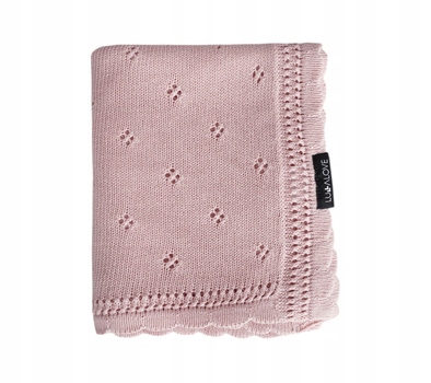 LullaLove Kocyk Daisy ażurowy, niemowlęcy, bambusowy 80x100 Pudrowy róż