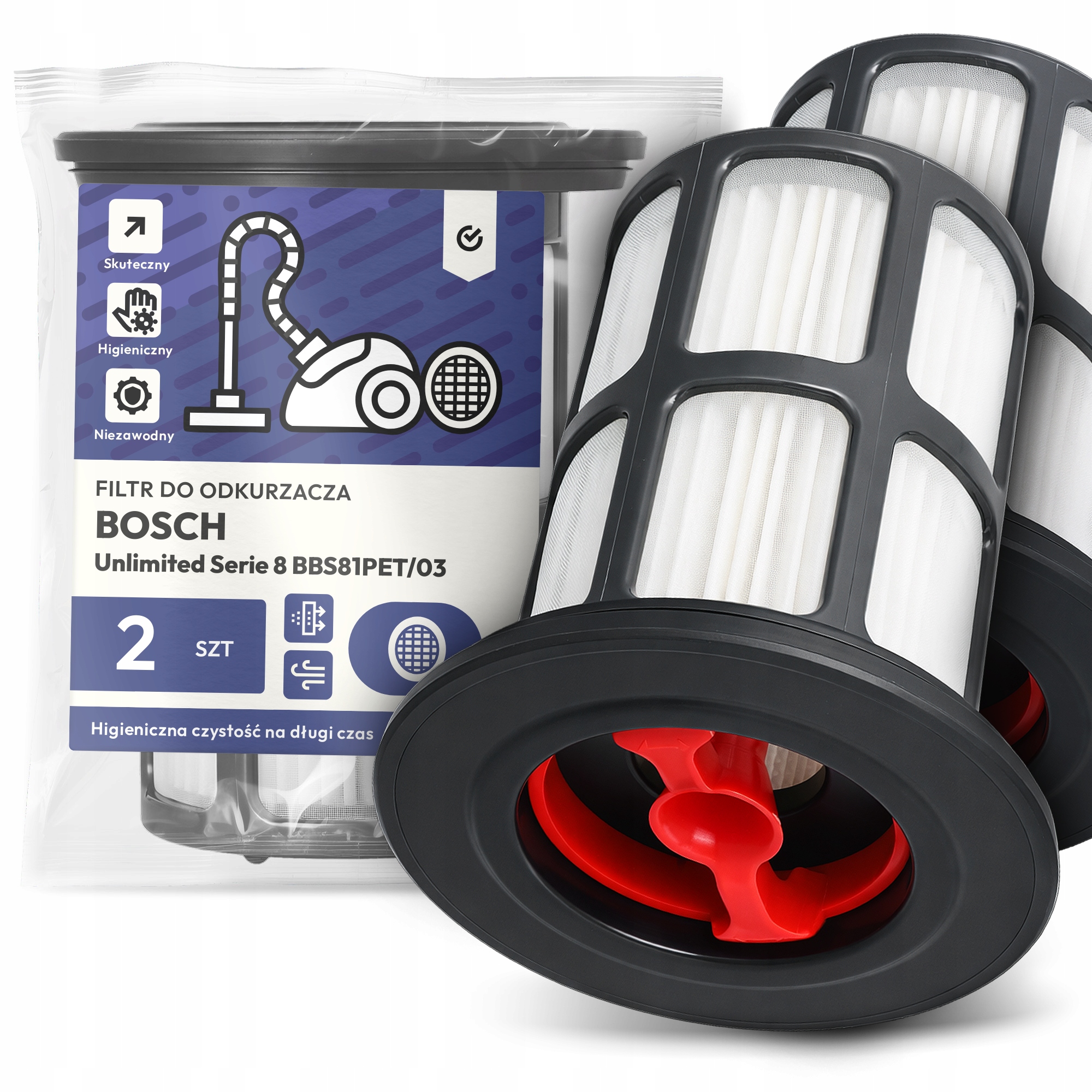 2x Filtr Do Vysavače Bosch Unlimited Serie 8 BBS81PET/03 Hepa Filtry Em-w
