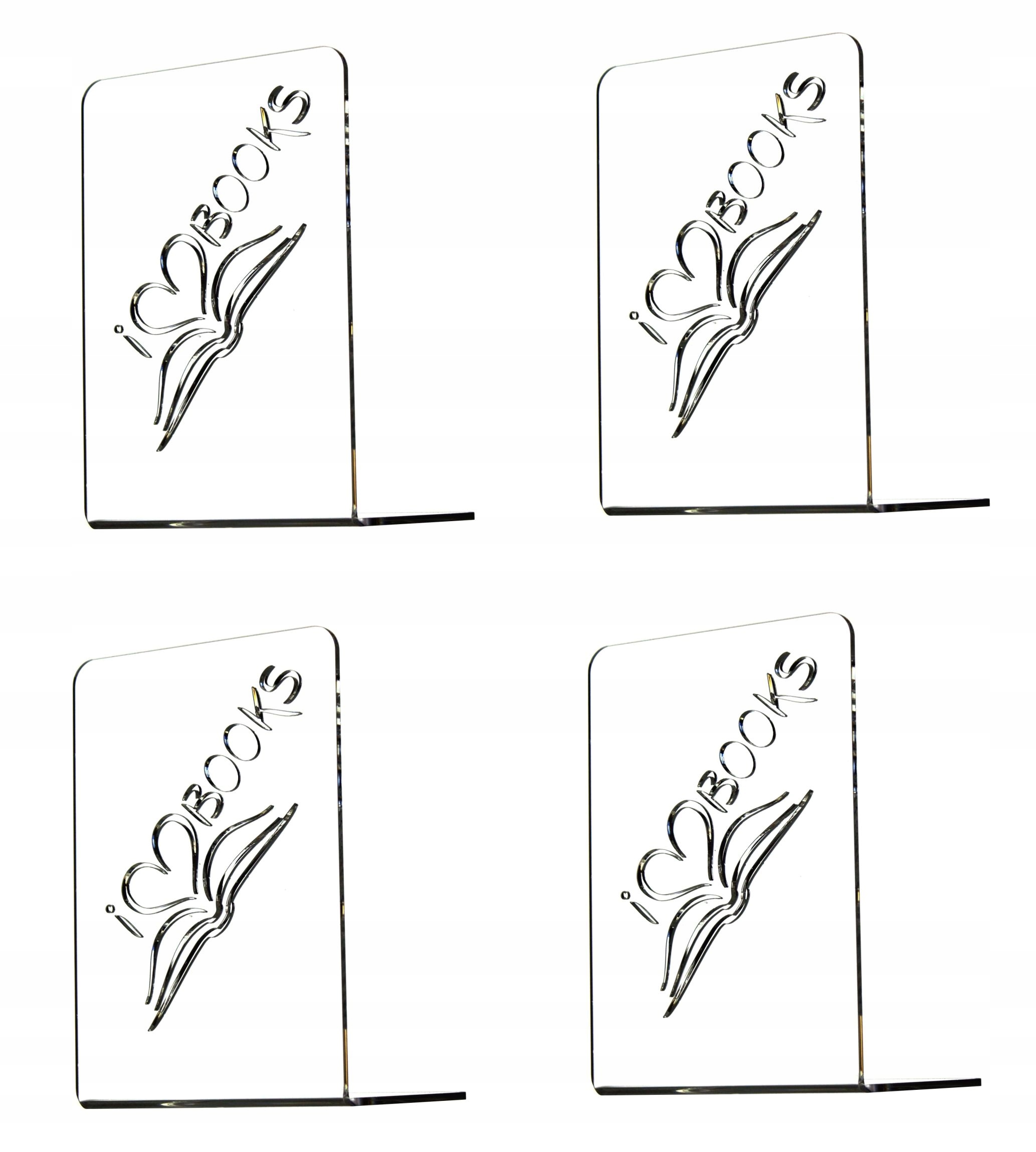 4 x PODPÓRKI DO KSIĄŻEK STOJAK PLEXI BEZBARWNA 3mm