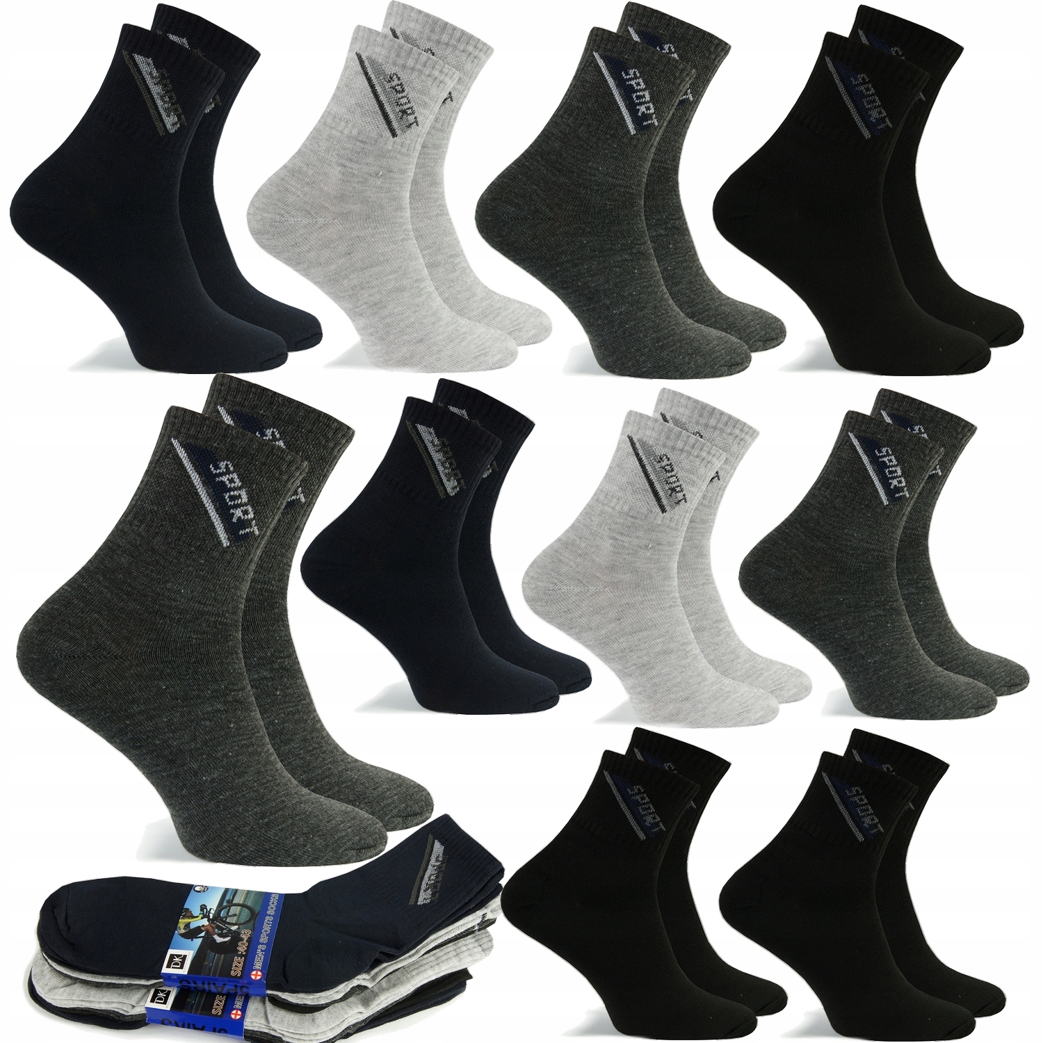 

10 x Skarpety Bawełniane Męskie Sportowe 40-43 R24