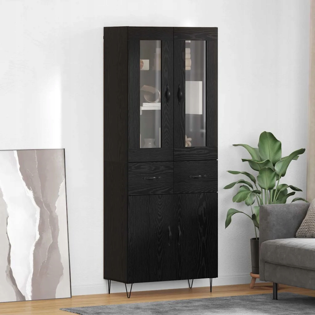vidaXL Vysoký bufet Černý dub 69,5 x 34 x 90 cm kompozitní dřevo