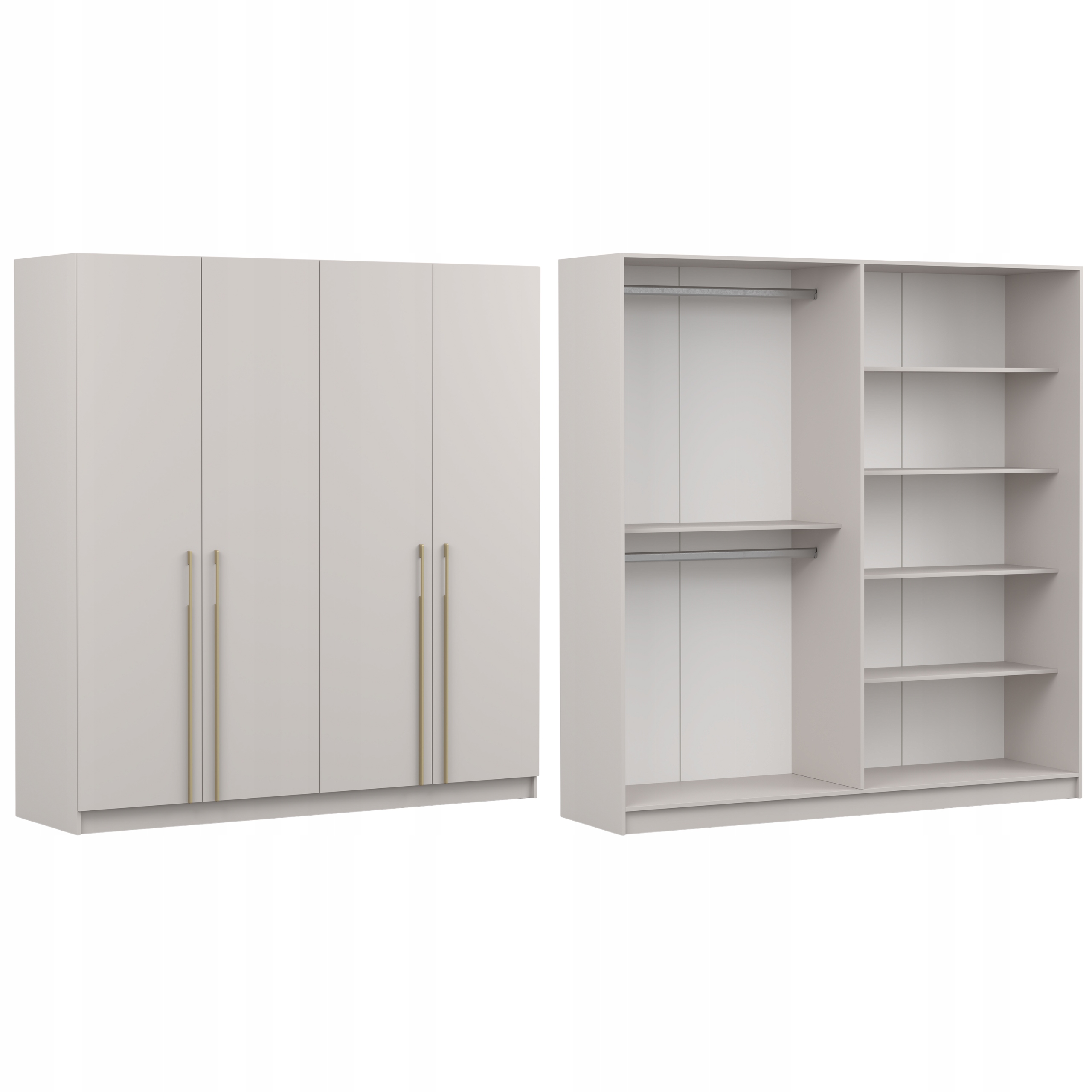 Szafa tradycyjnie otwierana ROSA 4D 200 półki drążek KASZMIR PRODUCENT+