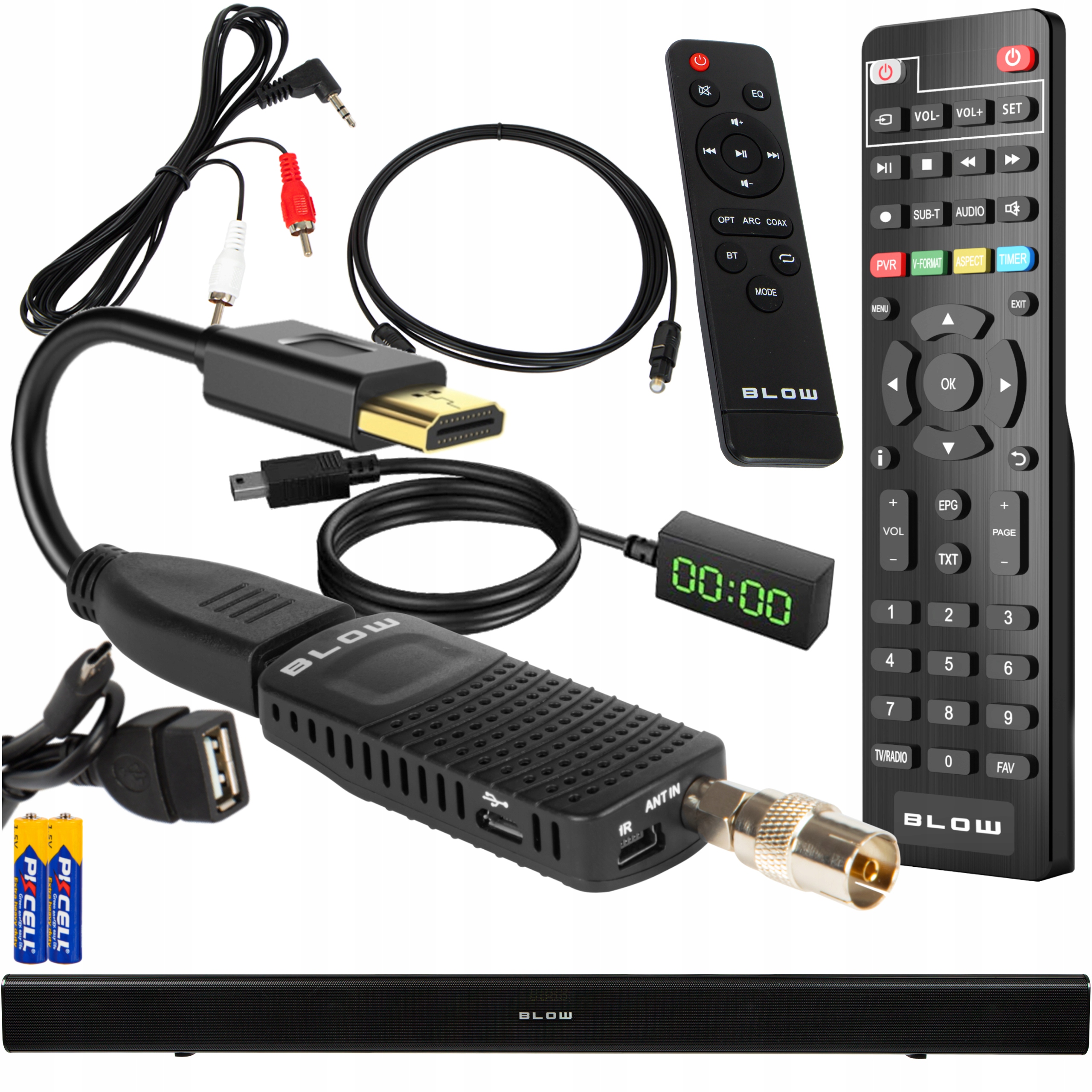 Dekodér Tuner Tv DVB-T2 Hevc H.265 Full Hd Mini Stick Diaľkový Ovládač Soundbar Set