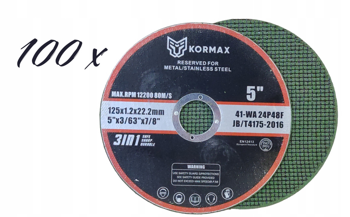 Kotúč na rezanie nehrdzavejúcej ocele inox do kovu 125x1,2 mm Kormax 100 ks