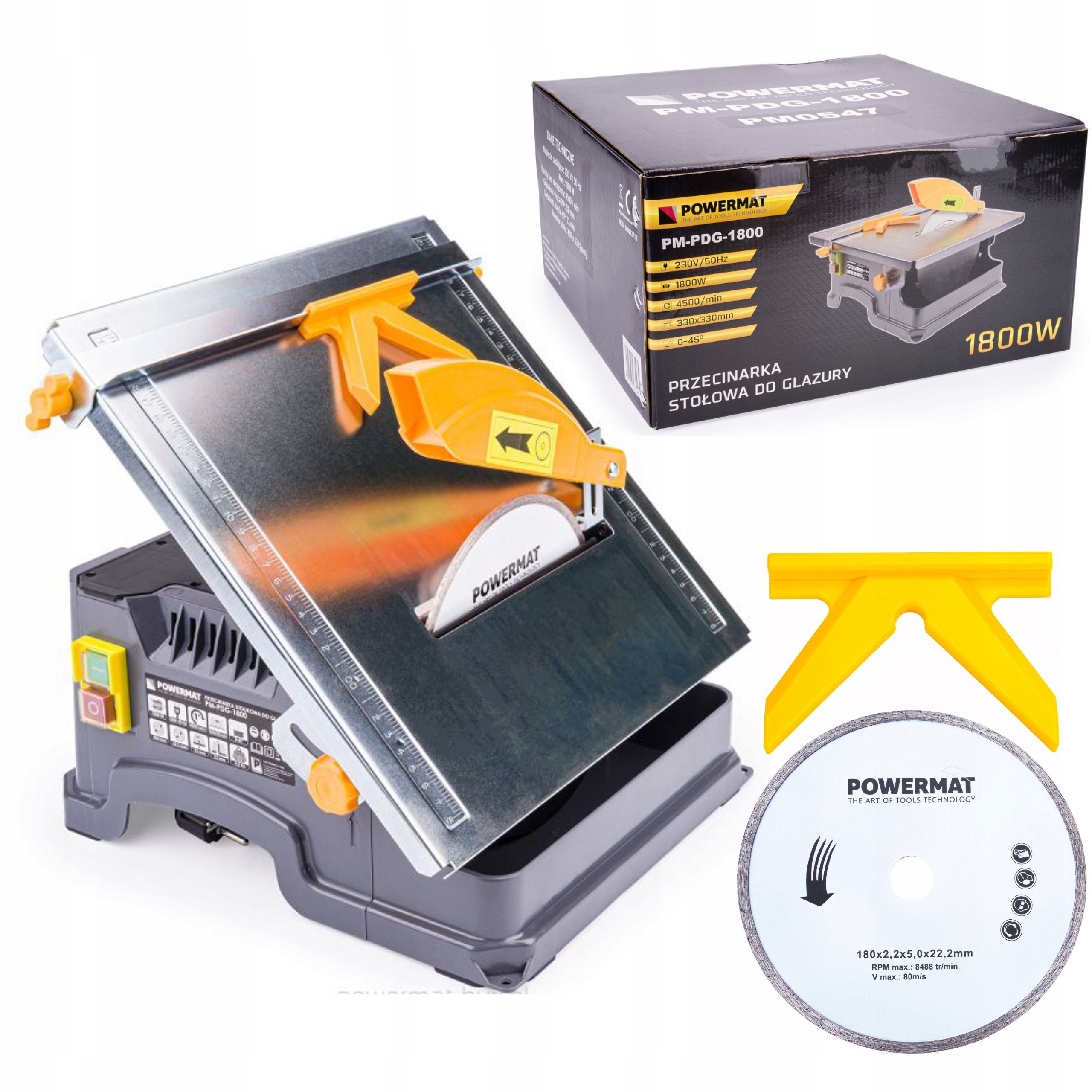 Řezačka Na Glazury Dlaždic Pila 1800W Stolek Suché Řezání Mokré 180mm