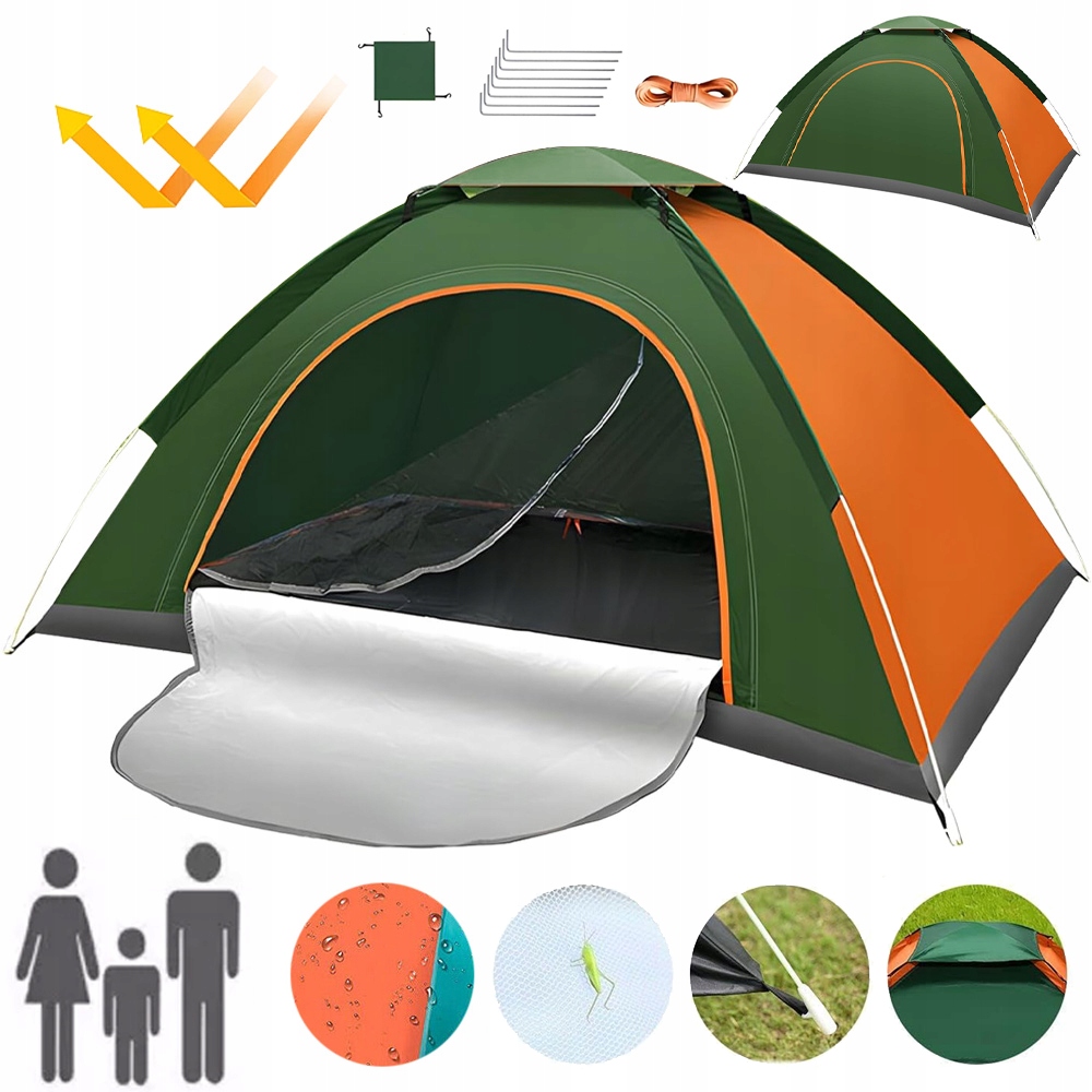 Namiot Samorozkładający Automatyczny Turystyczny 2-3 Osobowy Kempingowy