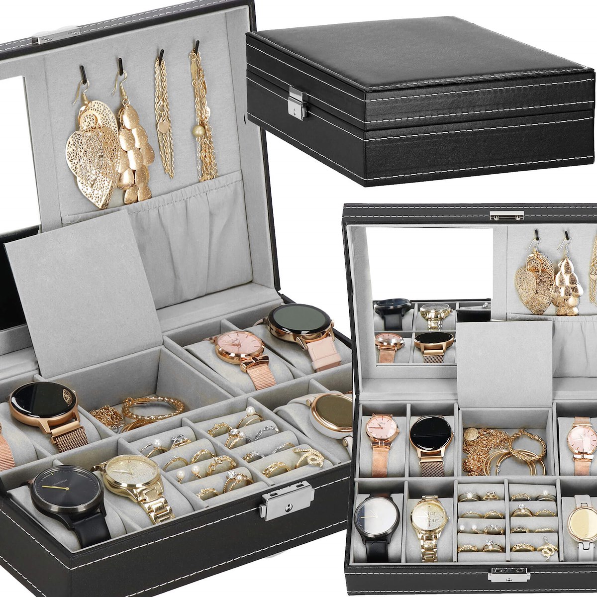 ORGANIZER SZKATUŁKA ETUI NA ZEGARKI 8szt BIŻUTERIĘ PUDEŁKO ELEGANCKIE Płeć uniseks