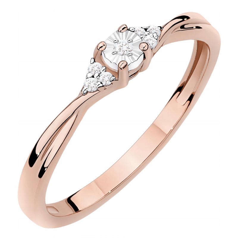 Klasický Zlatý Prstýnek Zásnubní pr. 585 s brilianty 0.04 ct 14k