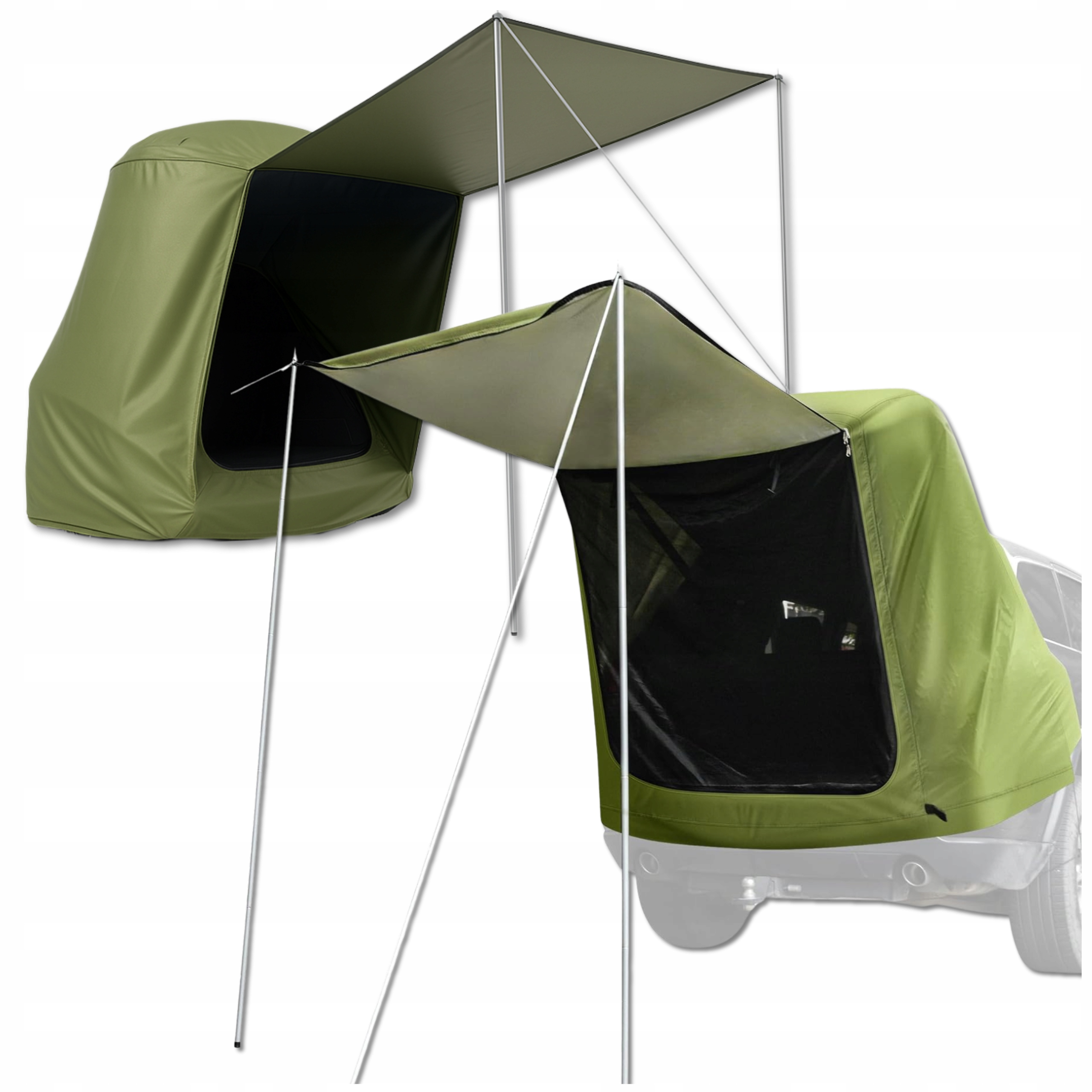 Vodotesný 2-miestny zelený turistický stan do auta