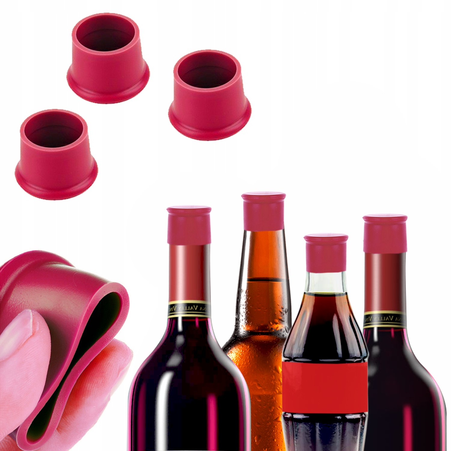 KOREK ZATYCZKA DO BUTELEK WINA SILOKONOWA 3szt.