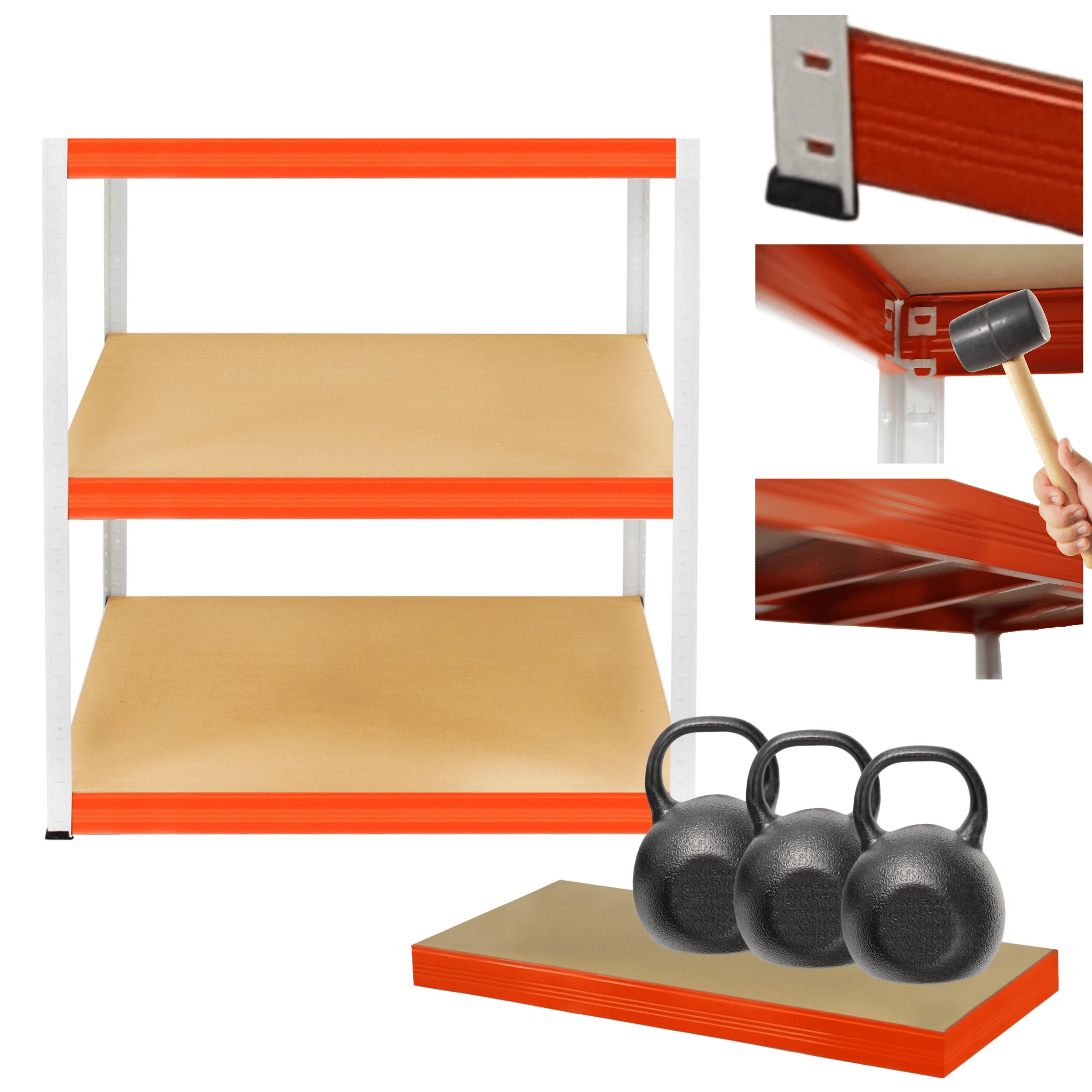 Kovový skladový regál Helios 90x90x60 cm 3Px350 kg Pevný