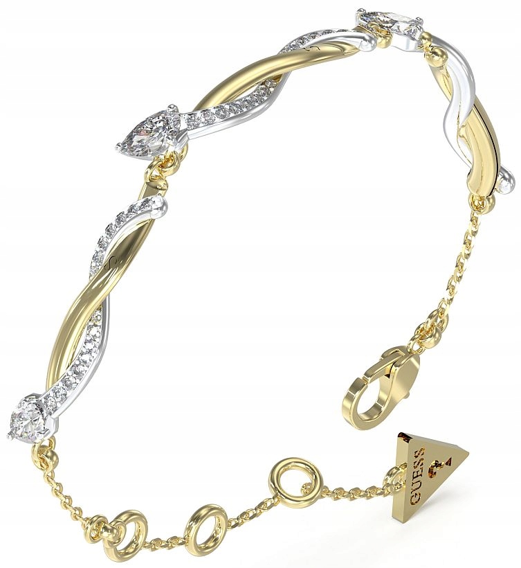 Módní A Elegantní Dámský Náramek Guess Twist Stříbrno-zlatý Logo Set