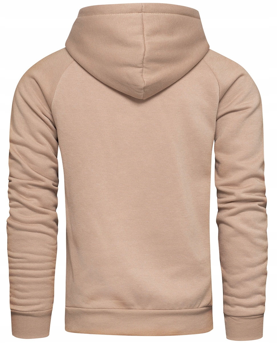 Bluza Męska Beżowa z Kapturem Casual Modna Kangurek Dla Mężczyzn L Marka Recea