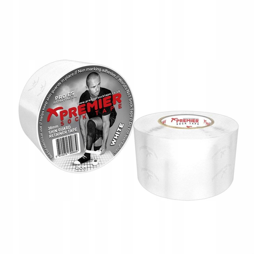 Taśma Piłkarska Na Ochraniacze Premier Sock Tape 38MM Shin Huard Biała
