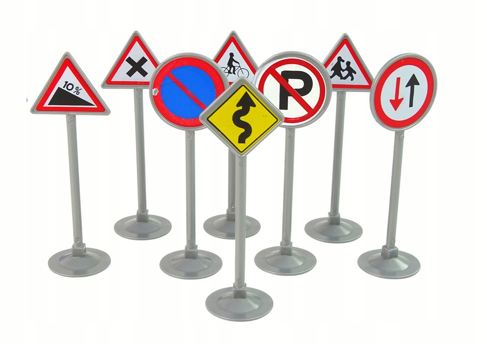 Zestaw Znaków Drogowych Światła Dźwięki 23 cm Materiał plastik