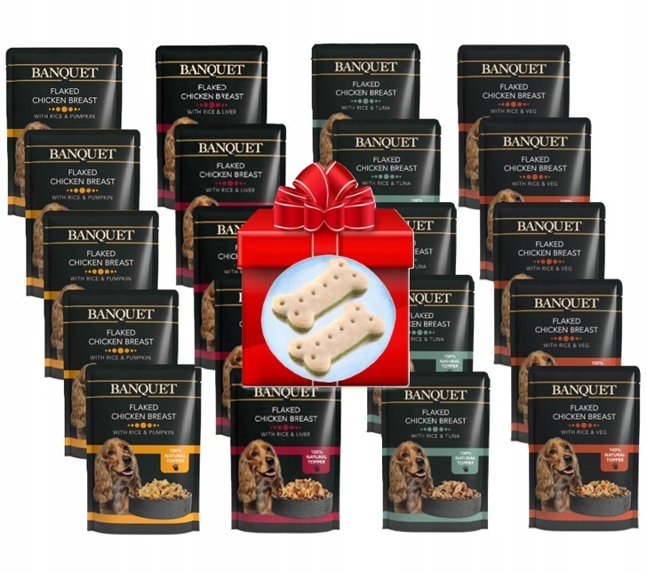 Banquet kurczak z ryżem mix smaków mokra karma dla psa saszetki 20x100g