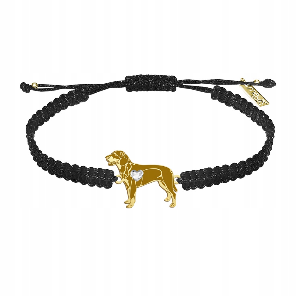 Zlatý náramek se psem Slovenský Kopov 925 Makramé Žena Gravírování Bonus