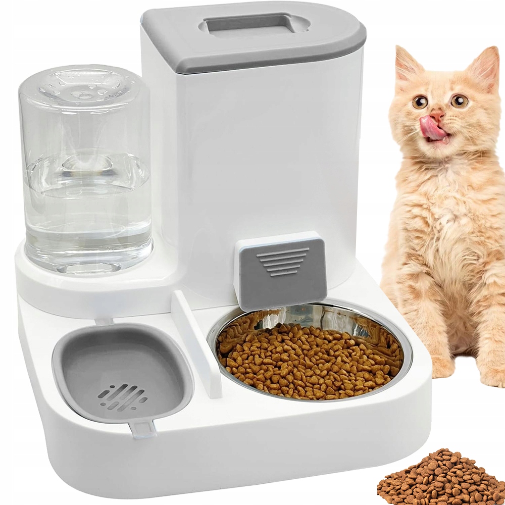 Levně Výdejník Vody A Krmiva Miska Pro Kočky A Psa Nádrž Na Zrno 2,2 L 2 v 1