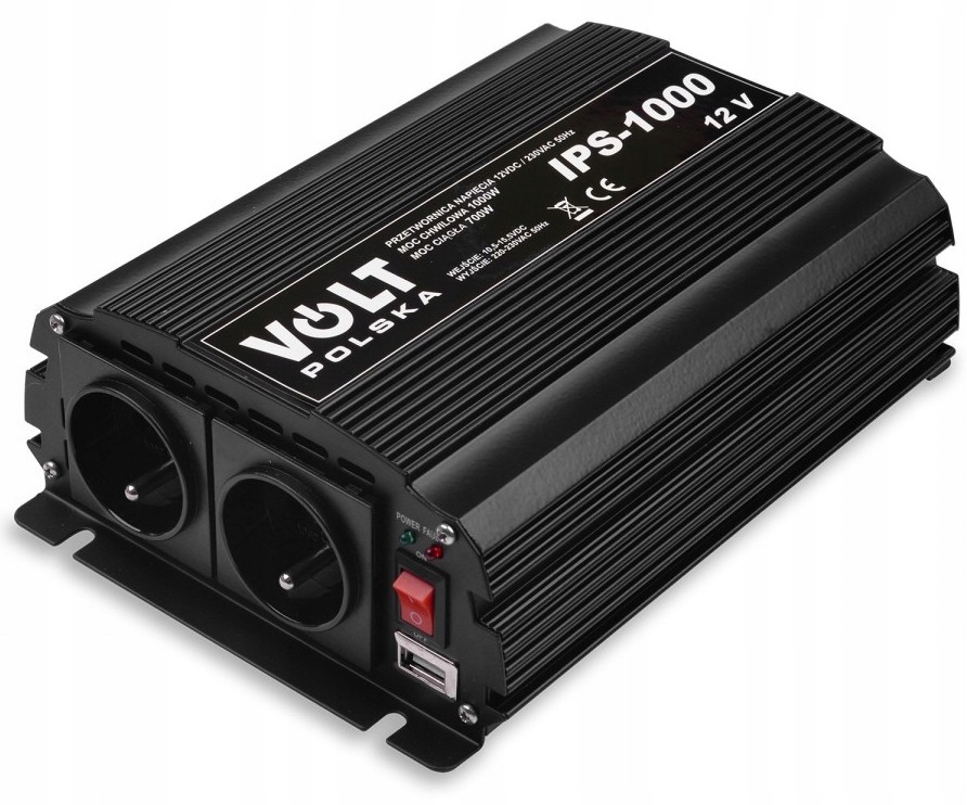 PRZETWORNICA NAPIĘCIA 12V 230V SAMOCHODOWA 1000W Marka Volt Polska