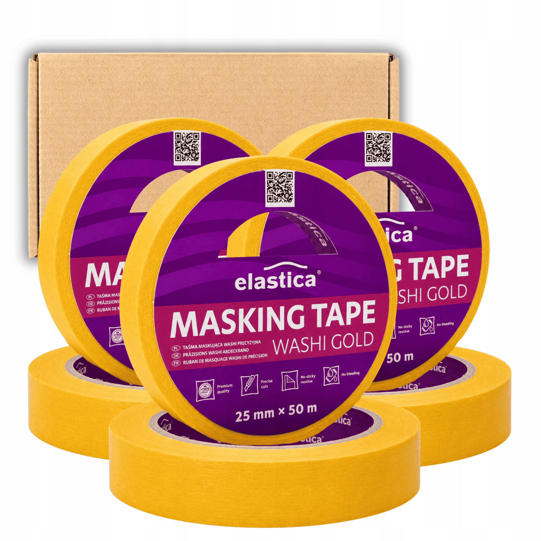 48x Taśma Precyzyjna Do Odcięć 25mm x 50m Japońska Washi Gold Premium 6 Msc