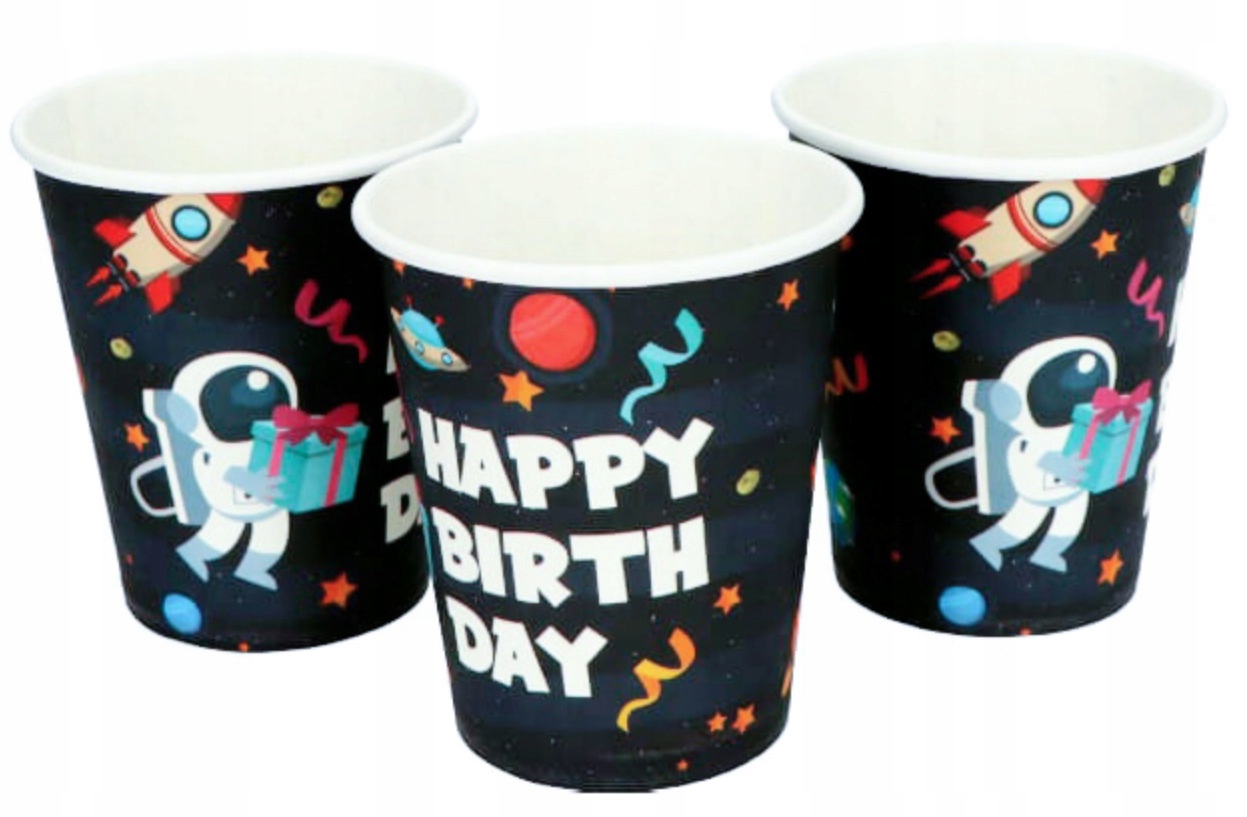 Kubeczki KOSMOS papierowe na urodziny roczek 6szt