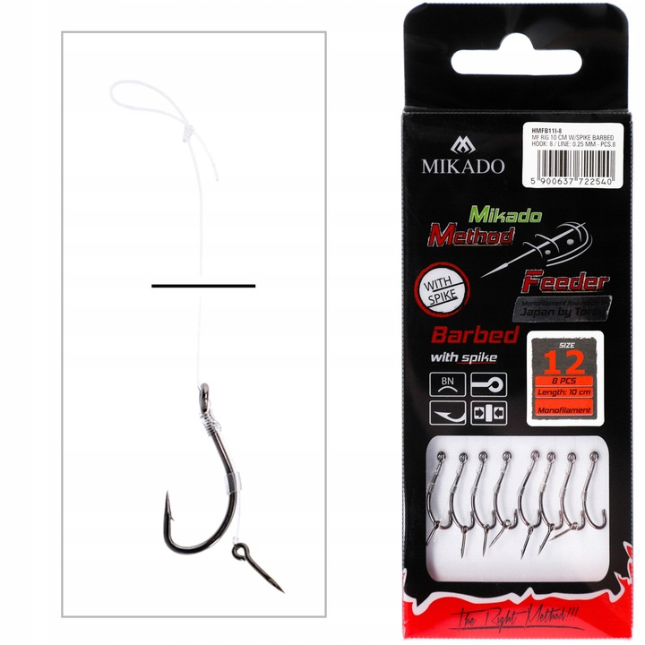 Haczyki Method Feeder MIKADO - Żyłka z IGŁA - II - nr 12