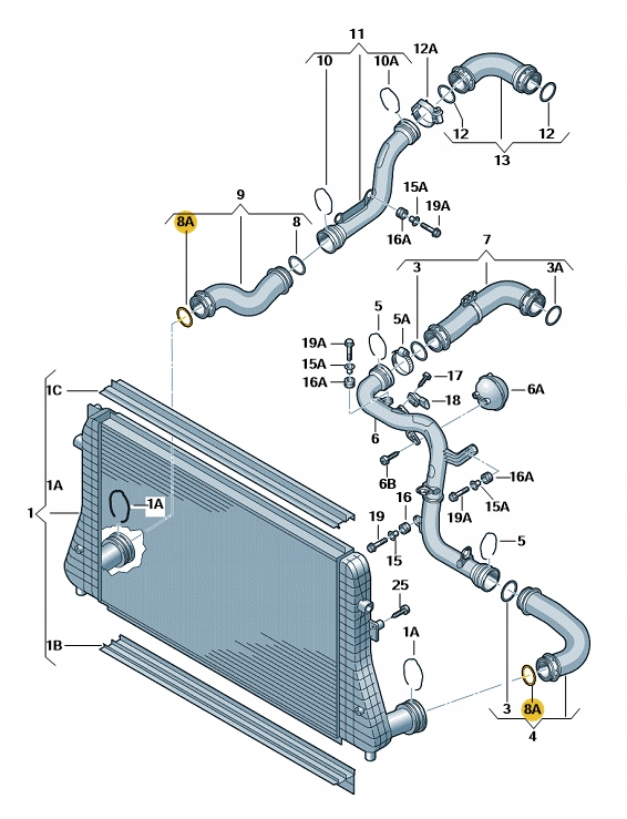 Volkswagen OE 3C0145117F pierścień uszczelniający Typ silnika Benzyna Diesel