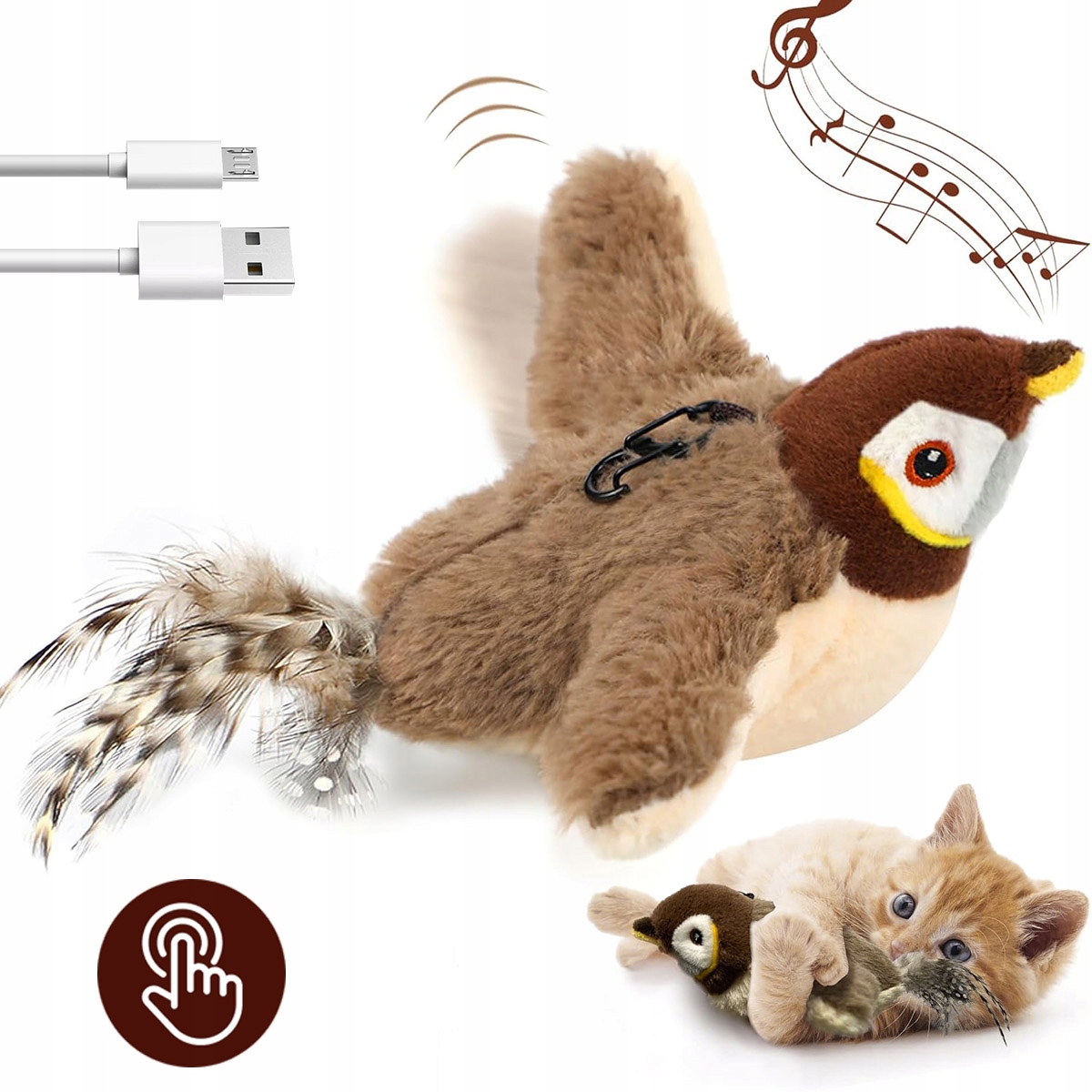 Interaktivní Hračka Usb Létající pták Hračka Pro Kočky Realistická