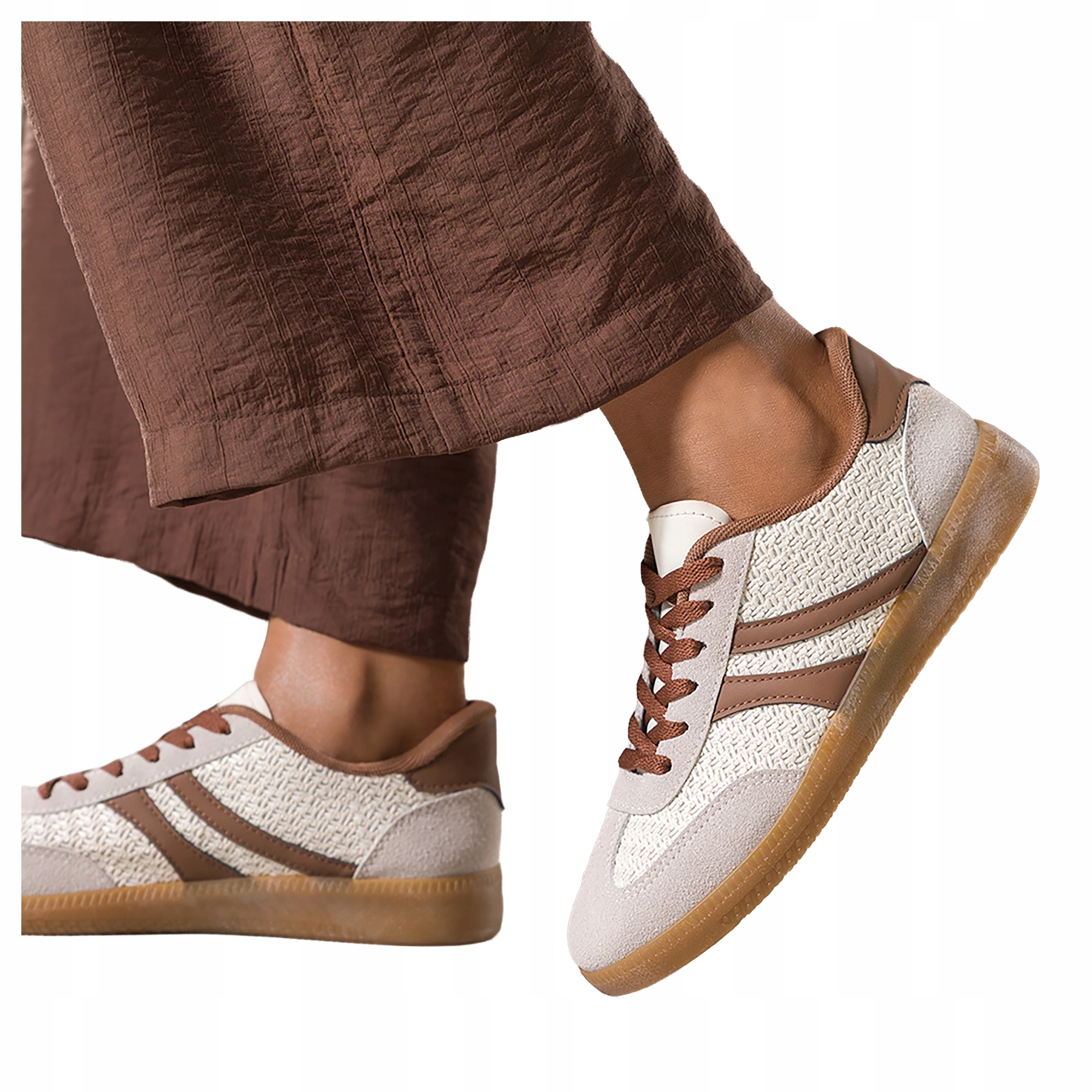 Sneakersy Béžové Dámské Sportovní Elastické Pletené Šněrovací Módní velikost 38