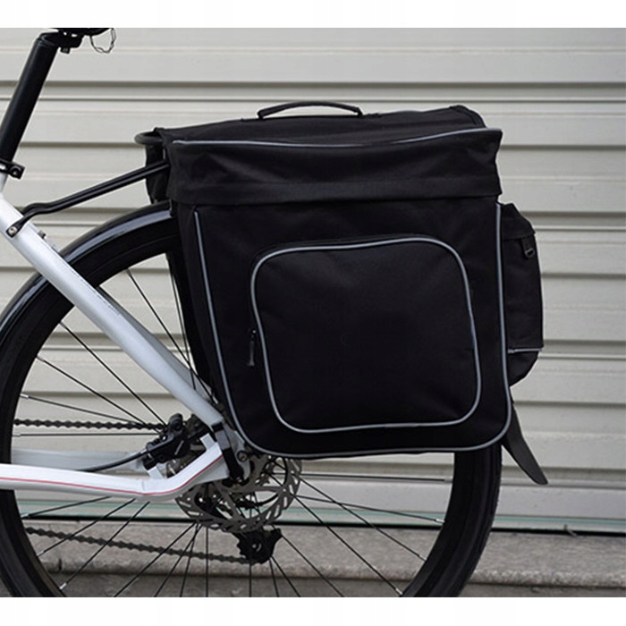 SAKWA NA BAGAŻNIK ROWER BAGAŻ TORBA ROWEROWA TYLNA 2 KOMORY DUŻA 30L CZARNA Materiał dominujący poliester