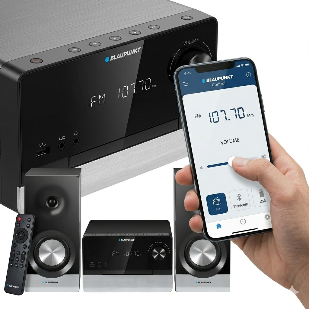 Wieża Stereo Blaupunkt Aux Fm Arc Loudness pilot 300 W Rms 100 W MS40.2BT