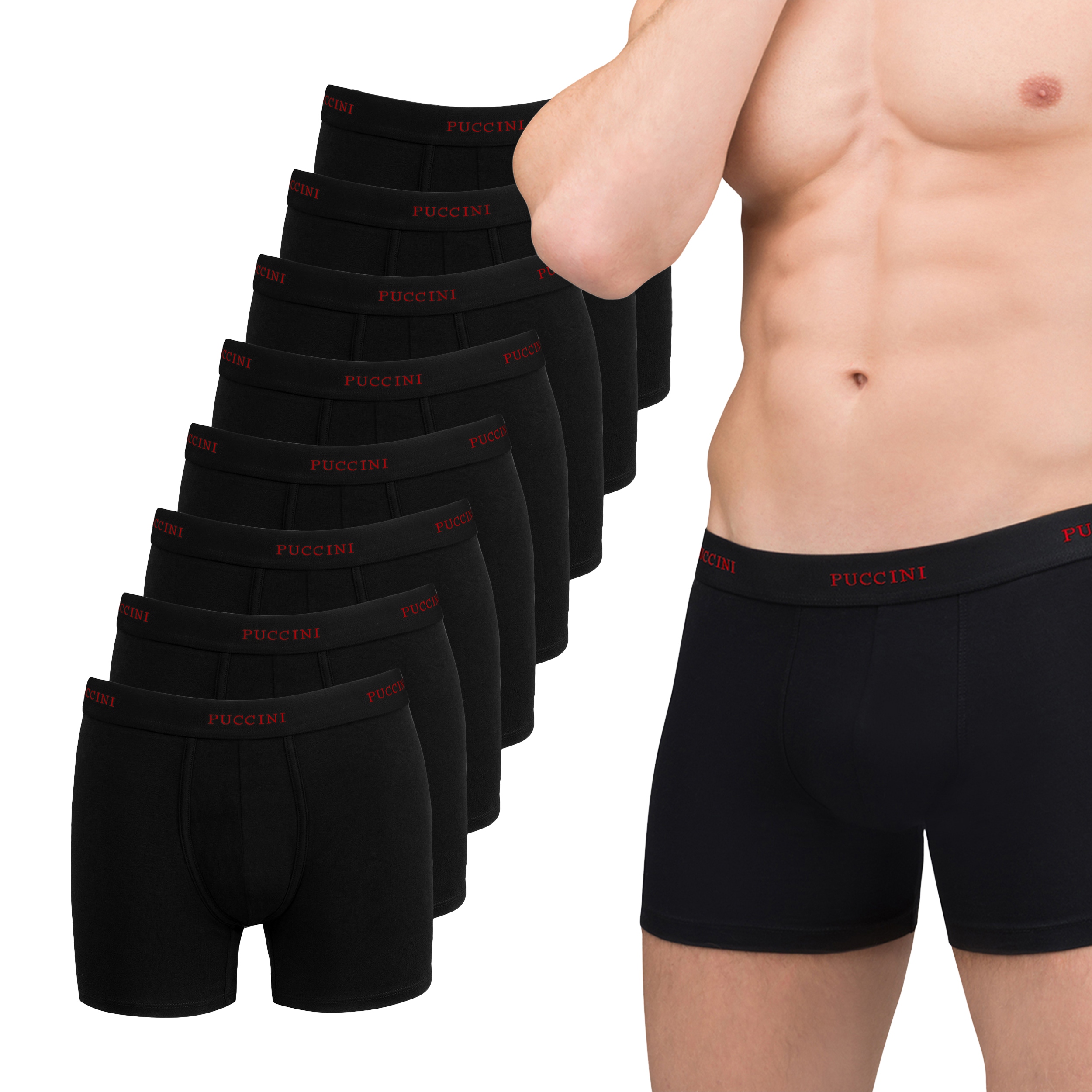 Pánské boxerky Puccini Černé Sada 8 kusů Bavlněné Velikost XL BX05XL-1-1